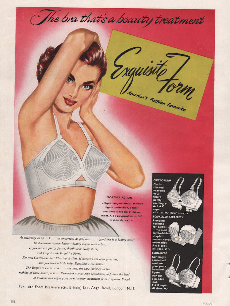 Exquisite Form. America's fashion favourite. Bra. Advert 1955 old print